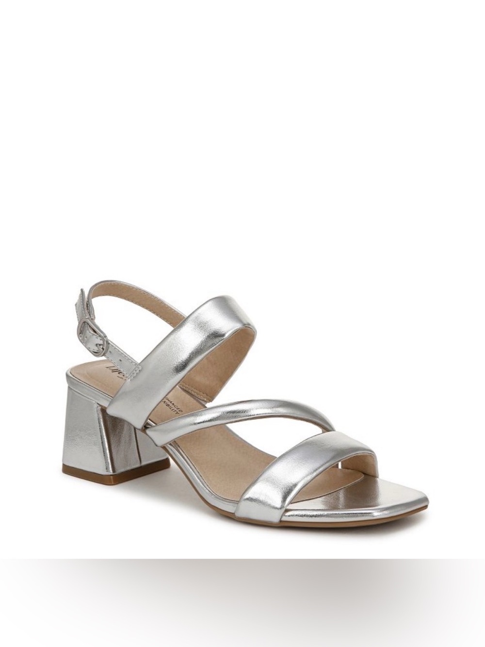 LifeStride Womens Celia Slingback Strappy Dress Sandal Heel Silver Size 11W